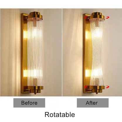 Crystal Cylinder Column Rotation 2-Light Wall Sconce Lamp