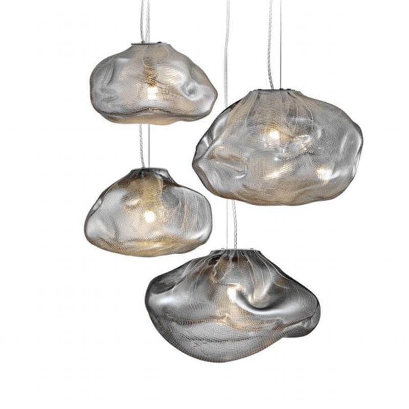 Modern Shaped Glass 1-Light Cloud Suspension Pendant Light