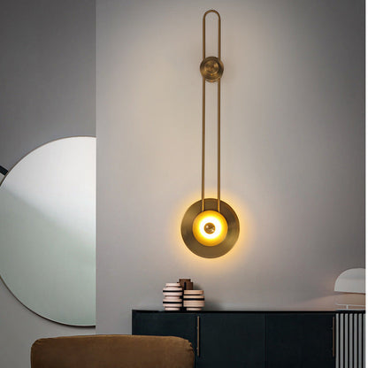 Jade Iron Gold Finish Round Frame LED Wall Sconce Lamp