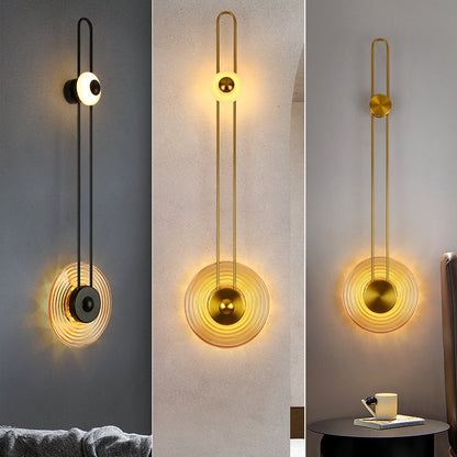 Deco Grain Glass Shade Iron Long Pole LED Wall Sconce Lamp