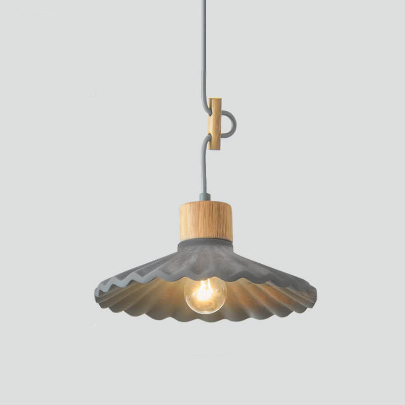 Modern Macaron Cement Scalloped Shade 1-Light Pendant Light for Living Room