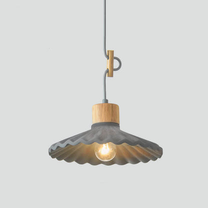 Modern Macaron Cement Scalloped Shade 1-Light Pendant Light for Living Room