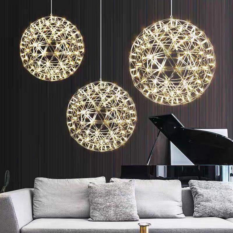 Contemporary Creative Globe Iron 12 Light LED Firework Pendant Light For Living Room