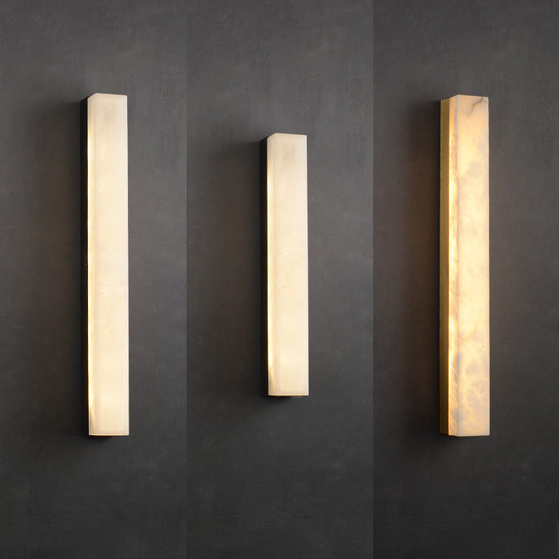 Modern Minimalist Strip Copper Marble LED Wall Sconce Lamp