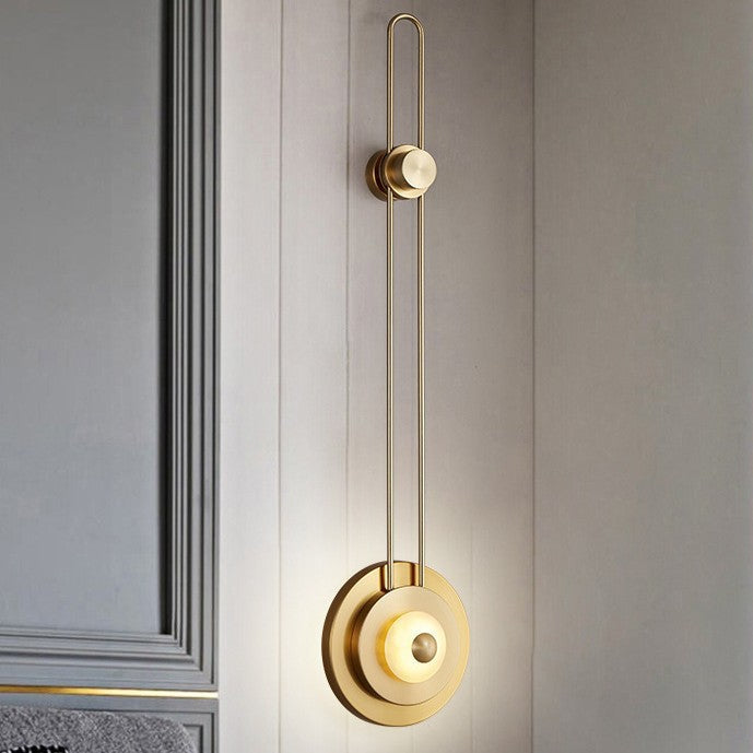 Jade Iron Gold Finish Round Frame LED Wall Sconce Lamp