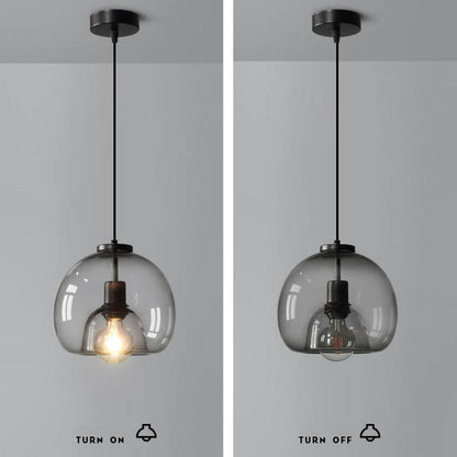 Minimalist Smoke Gray Hand-Blown Glass Dome Pendant