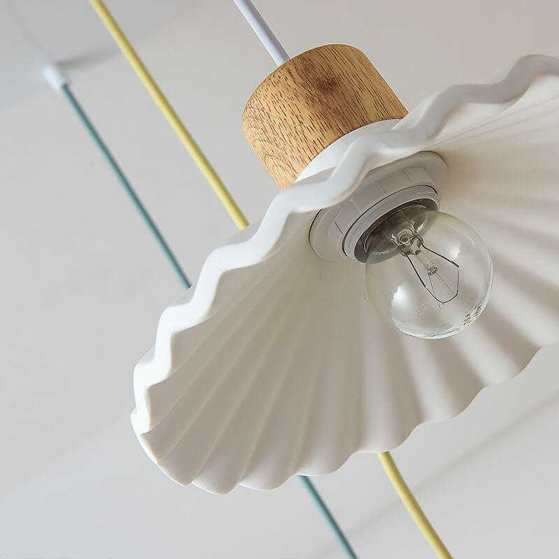 Modern Macaron Cement Scalloped Shade 1-Light Pendant Light for Living Room