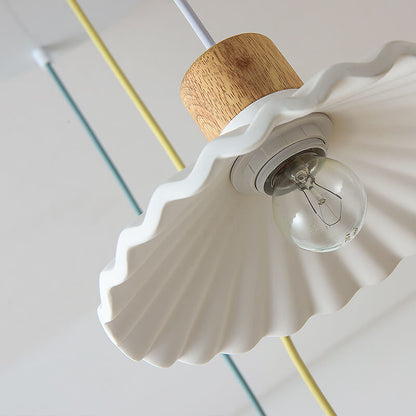Modern Macaron Cement Scalloped Shade 1-Light Pendant Light for Living Room