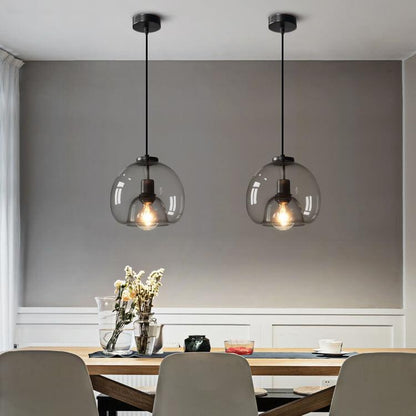 Minimalist Smoke Gray Hand-Blown Glass Dome Pendant