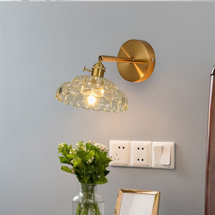 French Glass Flower Shape 1-Light Wall Sconce Lamp