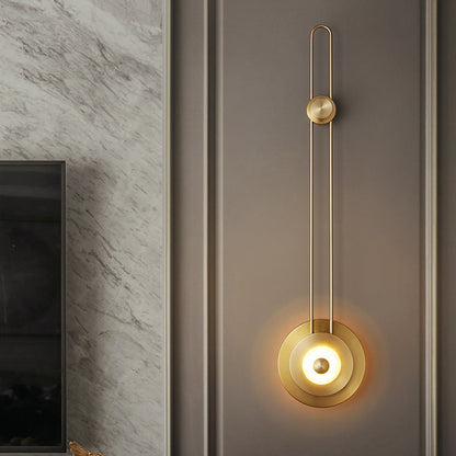 Jade Iron Gold Finish Round Frame LED Wall Sconce Lamp