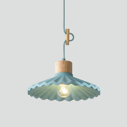 Modern Macaron Cement Scalloped Shade 1-Light Pendant Light for Living Room