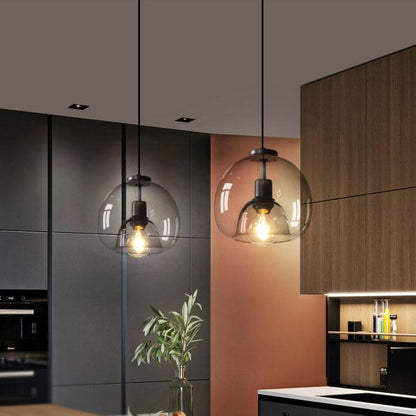 Minimalist Smoke Gray Hand-Blown Glass Dome Pendant