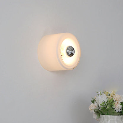 Light Cylindrical Iron Glass 1-Light Wall Sconce Lamp