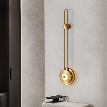Jade Iron Gold Finish Round Frame LED Wall Sconce Lamp