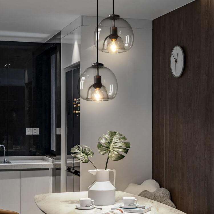 Minimalist Smoke Gray Hand-Blown Glass Dome Pendant