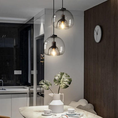 Minimalist Smoke Gray Hand-Blown Glass Dome Pendant
