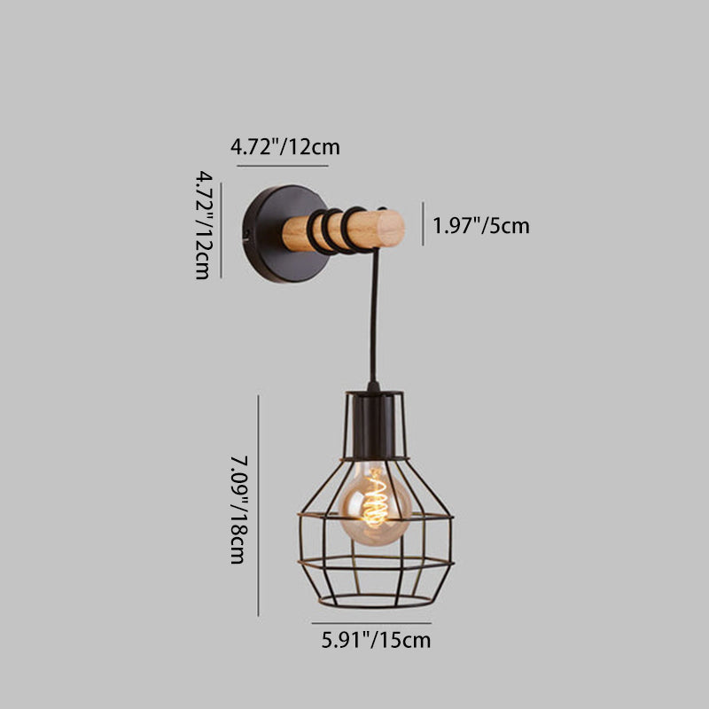 Creative Wrought Iron Cage Shape 1-Light Wall Sconce Lamp
