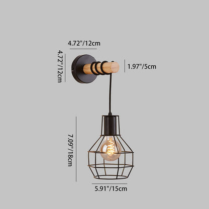 Creative Wrought Iron Cage Shape 1-Light Wall Sconce Lamp