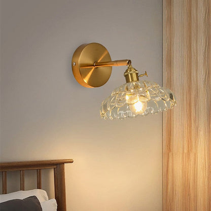 French Glass Flower Shape 1-Light Wall Sconce Lamp