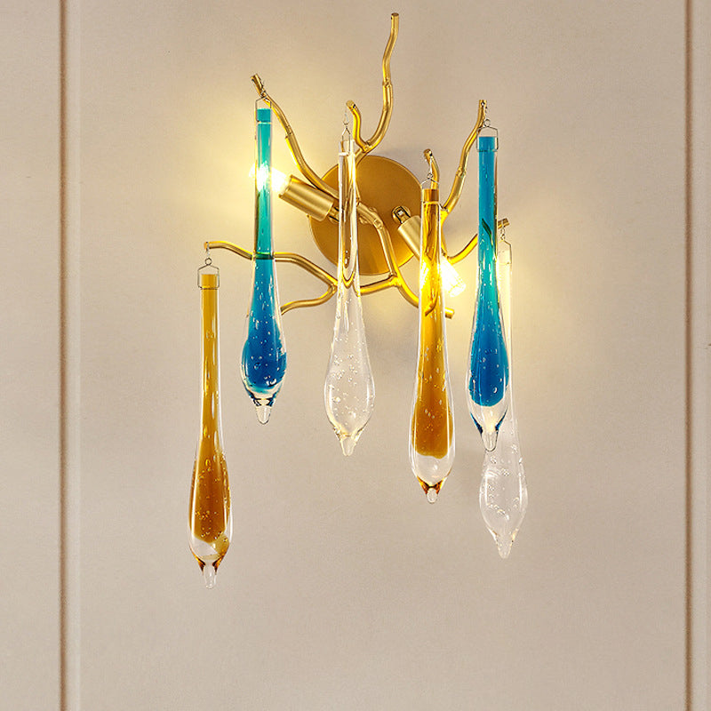 Colorful Crystal Strip Branch 2-Light Wall Sconce Lamp