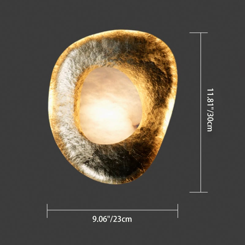 Traditional Round Copper Marble LED Wall Sconce Lamp