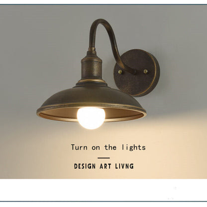 Traditional Iron 1-Light Dome Outdoor Wall Sconce Lamp