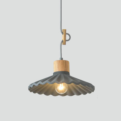Modern Macaron Cement Scalloped Shade 1-Light Pendant Light for Living Room