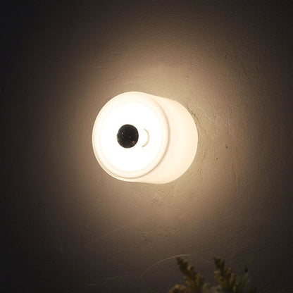 Light Cylindrical Iron Glass 1-Light Wall Sconce Lamp