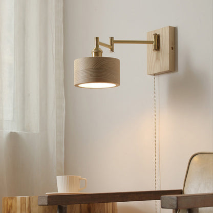 Walnut Japanese Style Adjustable LED Wall Sconce Lamp