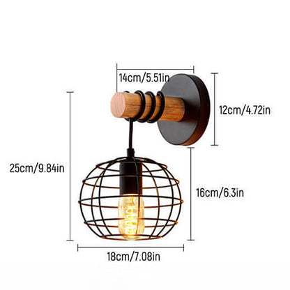 Wrought Black Round Iron Shade 1-Light Wall Sconce Lamp
