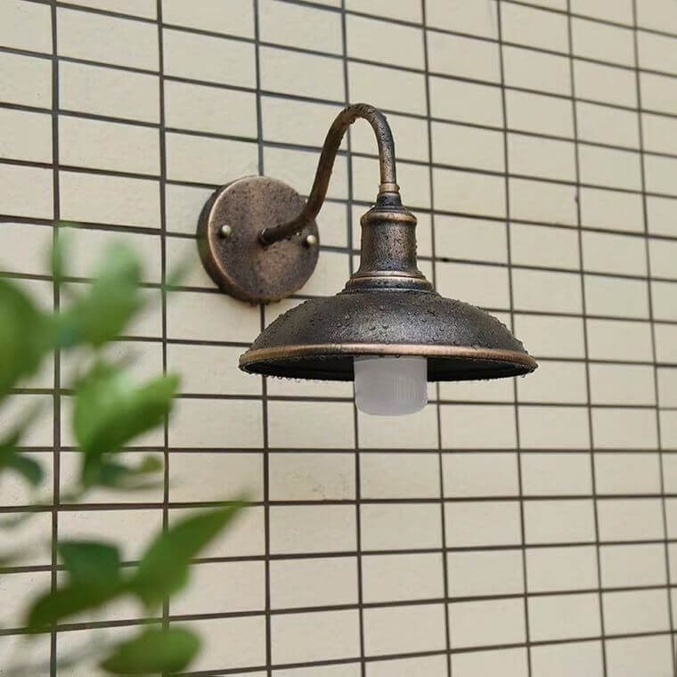 Traditional Iron 1-Light Dome Outdoor Wall Sconce Lamp