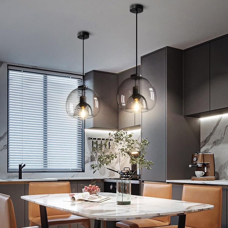 Minimalist Smoke Gray Hand-Blown Glass Dome Pendant