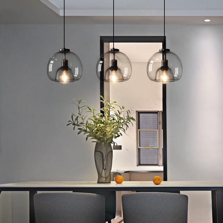 Minimalist Smoke Gray Hand-Blown Glass Dome Pendant