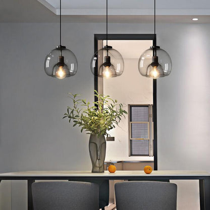 Minimalist Smoke Gray Hand-Blown Glass Dome Pendant