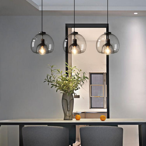 Minimalist Smoke Gray Hand-Blown Glass Dome Pendant
