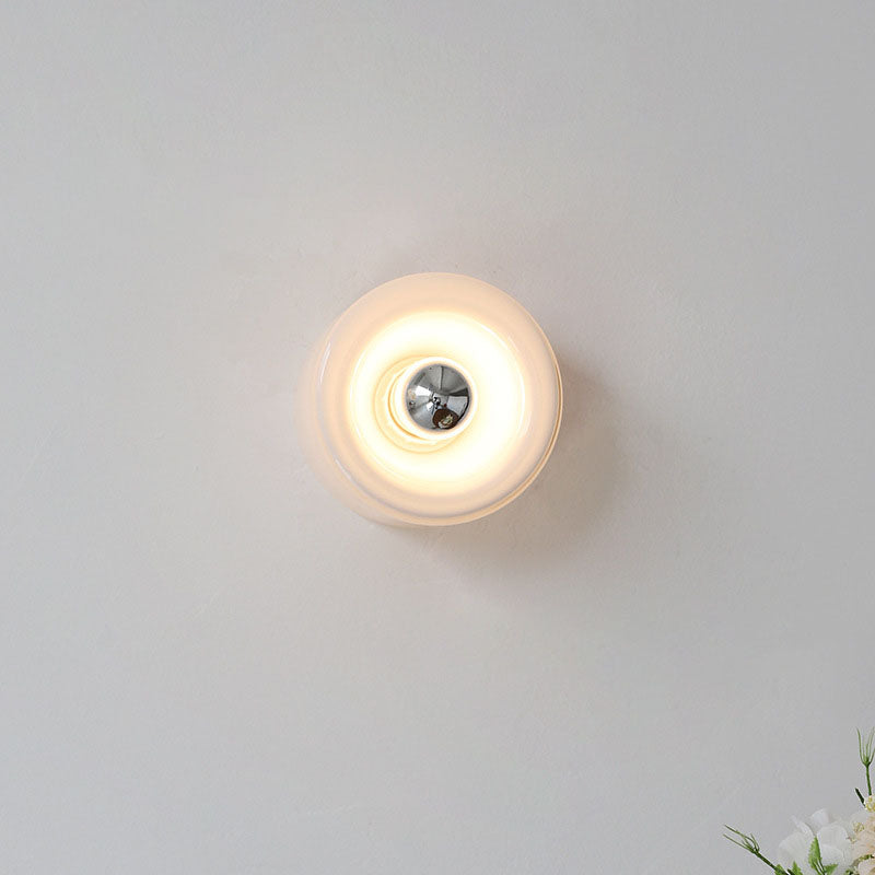 Light Cylindrical Iron Glass 1-Light Wall Sconce Lamp