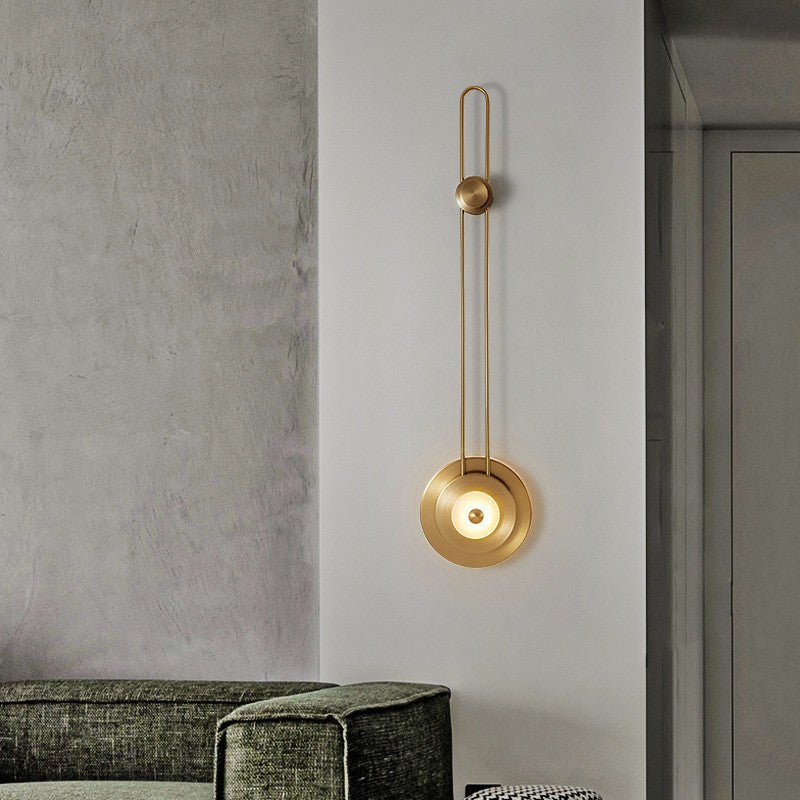 Jade Iron Gold Finish Round Frame LED Wall Sconce Lamp