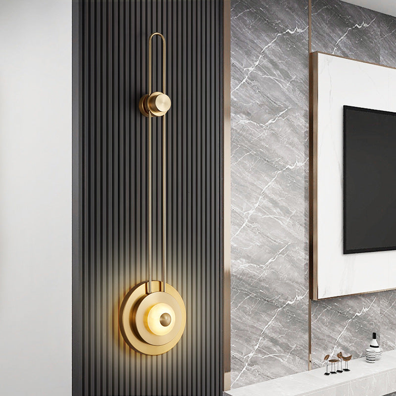 Jade Iron Gold Finish Round Frame LED Wall Sconce Lamp