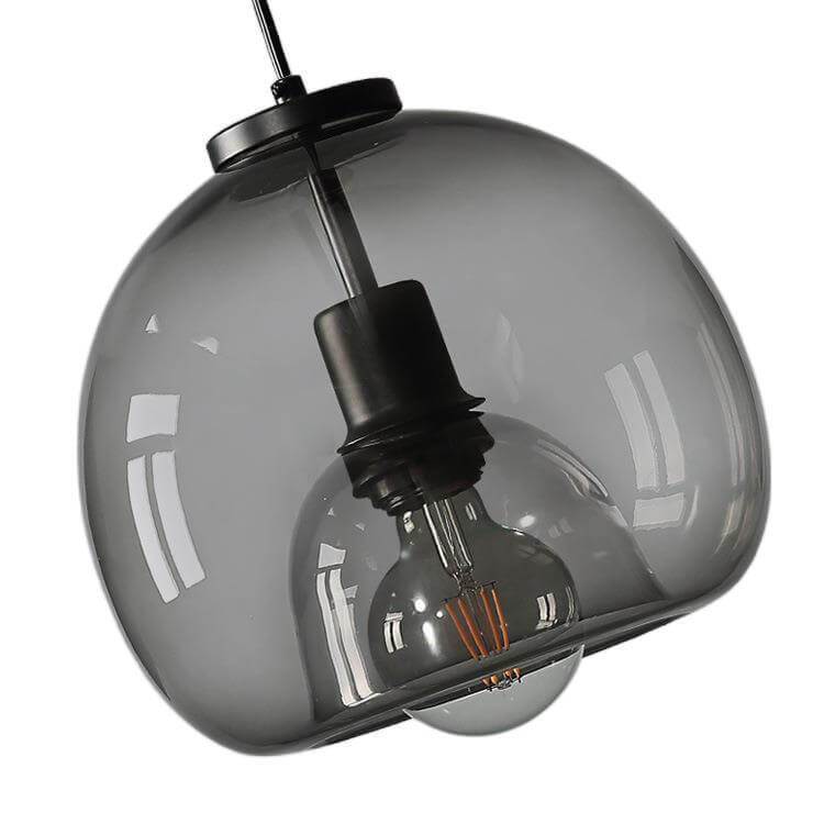 Minimalist Smoke Gray Hand-Blown Glass Dome Pendant