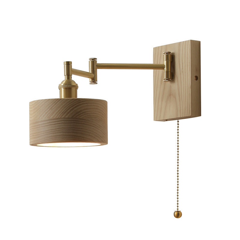 Walnut Japanese Style Adjustable LED Wall Sconce Lamp