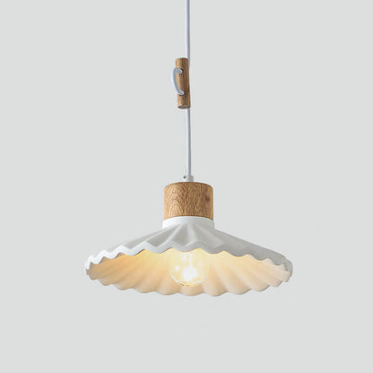Modern Macaron Cement Scalloped Shade 1-Light Pendant Light for Living Room