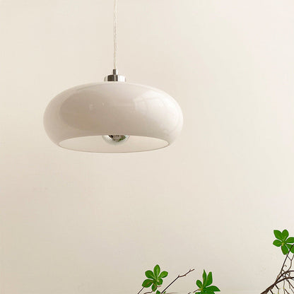 Vintage White / Orange Glass Dome 1-Light Pendant Light
