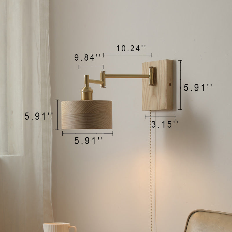 Walnut Japanese Style Adjustable LED Wall Sconce Lamp