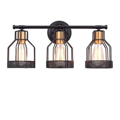 Vintage Wrought Iron Cage 3-Light Wall Sconce Lamp