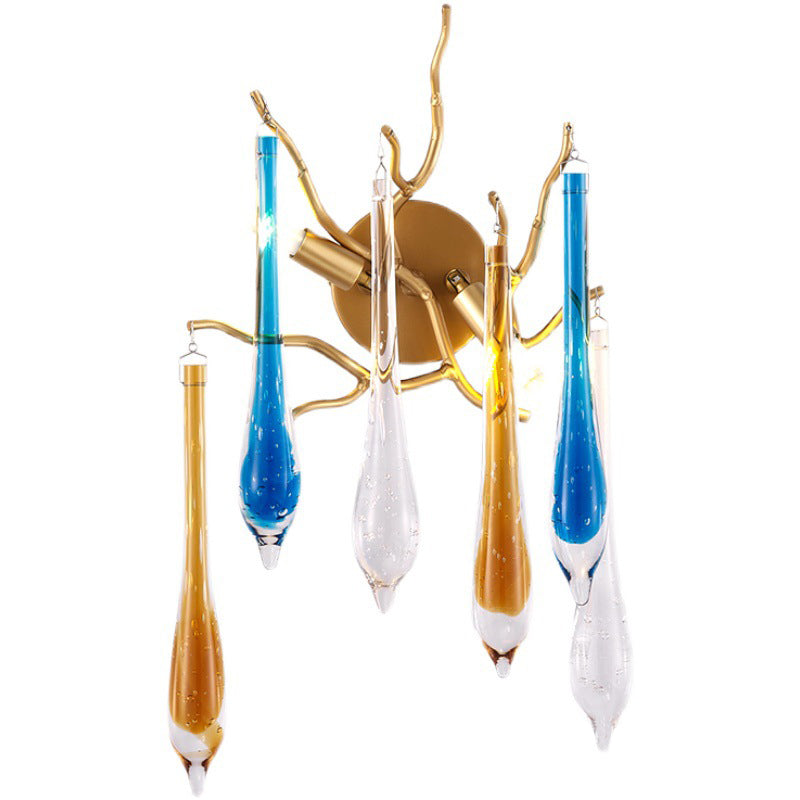 Colorful Crystal Strip Branch 2-Light Wall Sconce Lamp