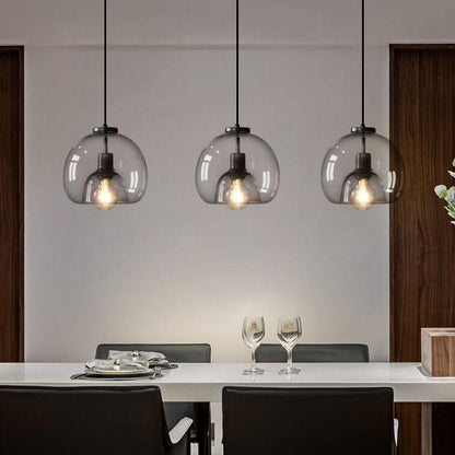 Minimalist Smoke Gray Hand-Blown Glass Dome Pendant