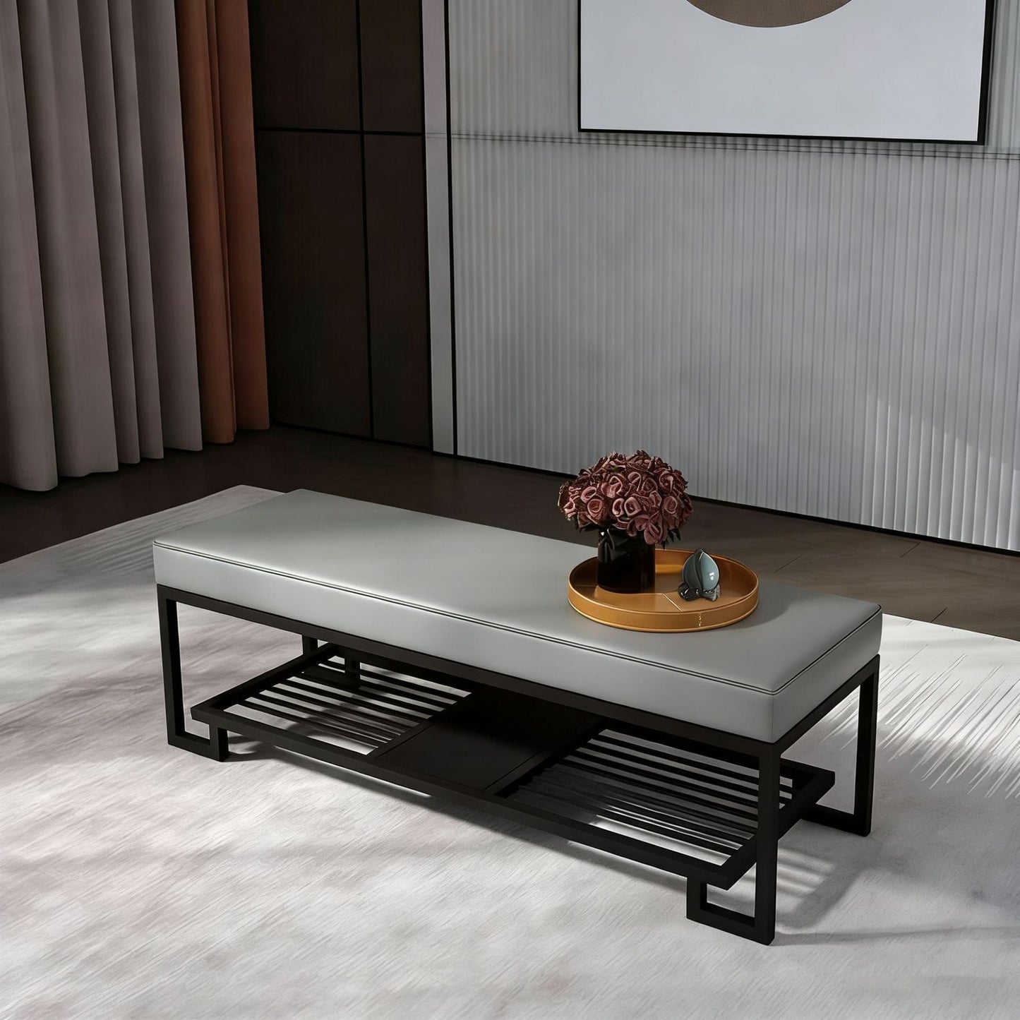 Modern Iron Shoe Bench