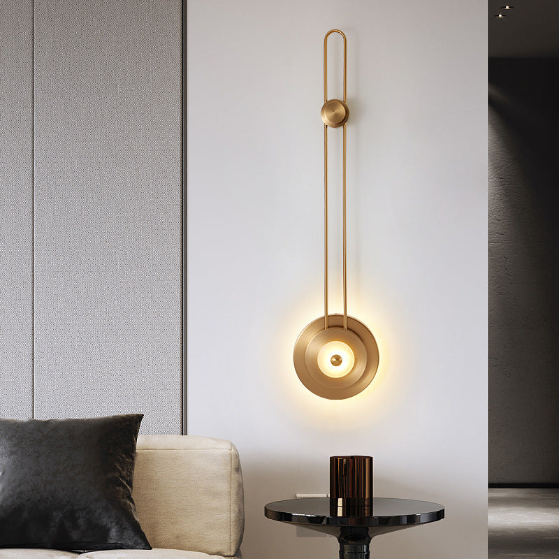 Jade Iron Gold Finish Round Frame LED Wall Sconce Lamp