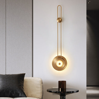 Jade Iron Gold Finish Round Frame LED Wall Sconce Lamp